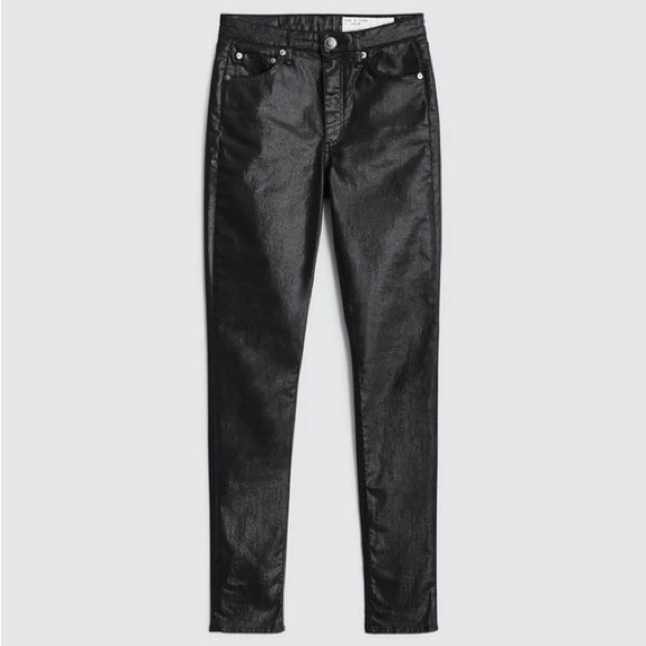 Rag & bone nina high-rise skinny black coated jeans size 31 - Picture 8 of 10